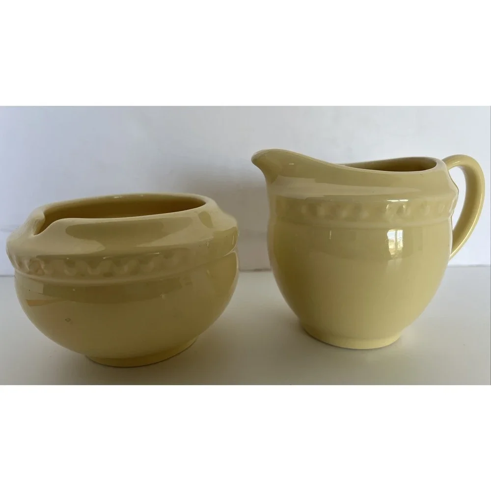 Southern Living at HOME Gail Pittman Sugar & Creamer YELLOW Made in USA 2pcs.